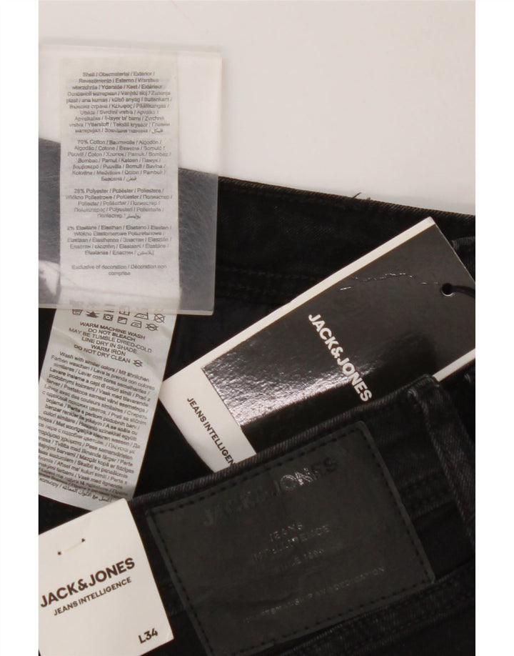 JACK & JONES Męskie jeansy Tom Skinny W32 L34 Czarne bawełniane