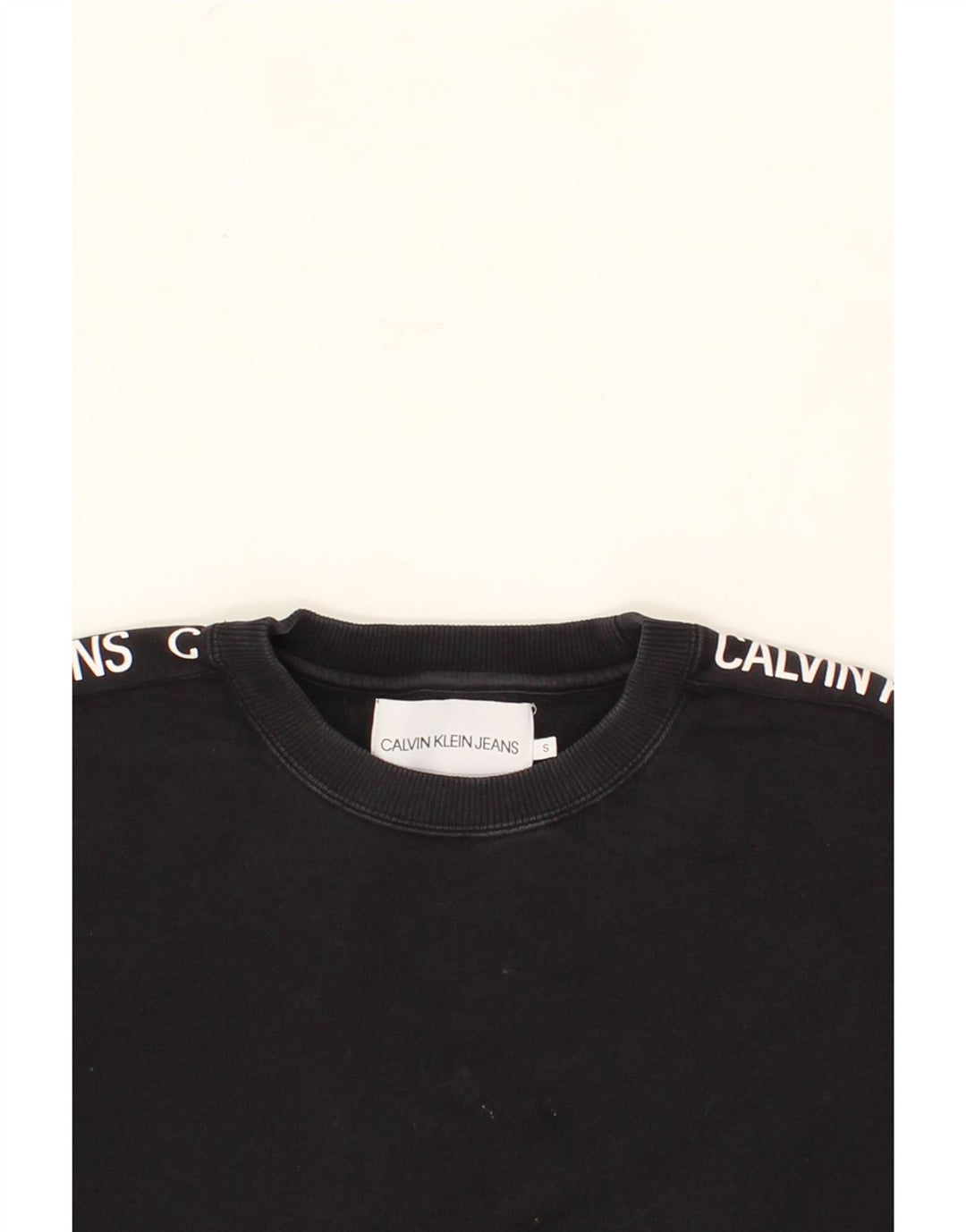 CALVIN KLEIN Womens Oversized Longline Sweatshirt Jumper UK 10 Small Black Vintage Calvin Klein and Second-Hand Calvin Klein from Messina Hembry 