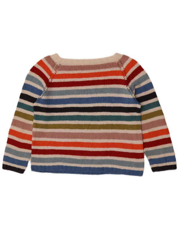 Sweter damski w stylu vintage z dekoltem w łódkę, UK 14, średnie, wielokolorowe paski