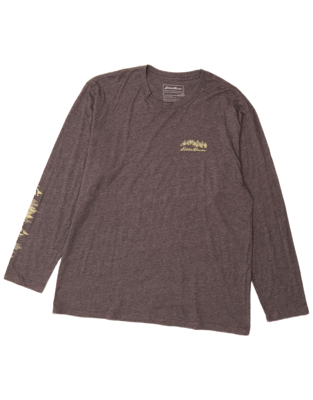 Męski graficzny top Eddie Bauer z długim rękawem, duży, szary, nakrapiany, bawełniany