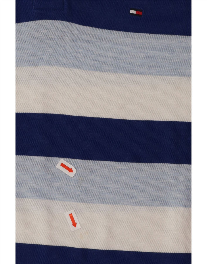 Męska koszulka polo TOMMY HILFIGER, bawełniana w średnie niebieskie paski
