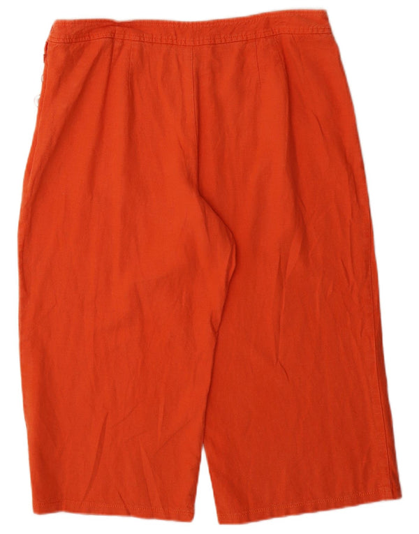 Marks & Spencer Damskie spodnie Capri UK 14 Large W32 L20 Pomarańczowe lniane