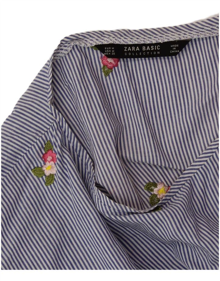 Damska krótka bluzka ZARA UK 14 w średnie niebieskie prążki