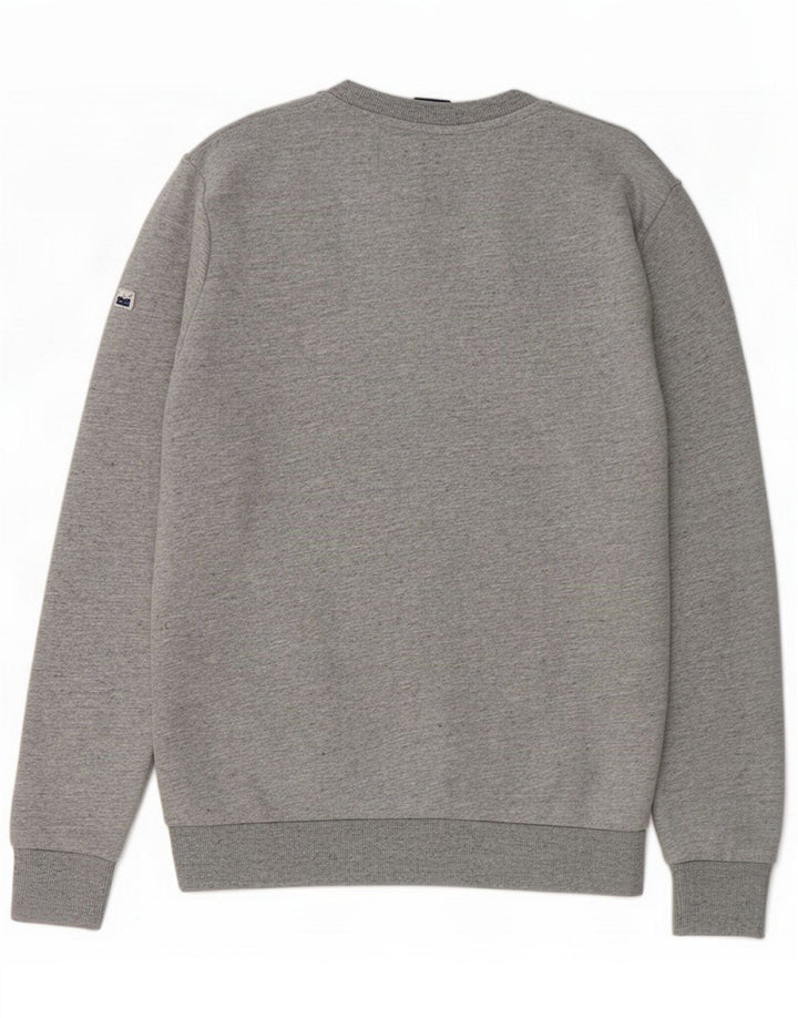Męski sweter z grafiką Superdry, mały, szary, bawełniany