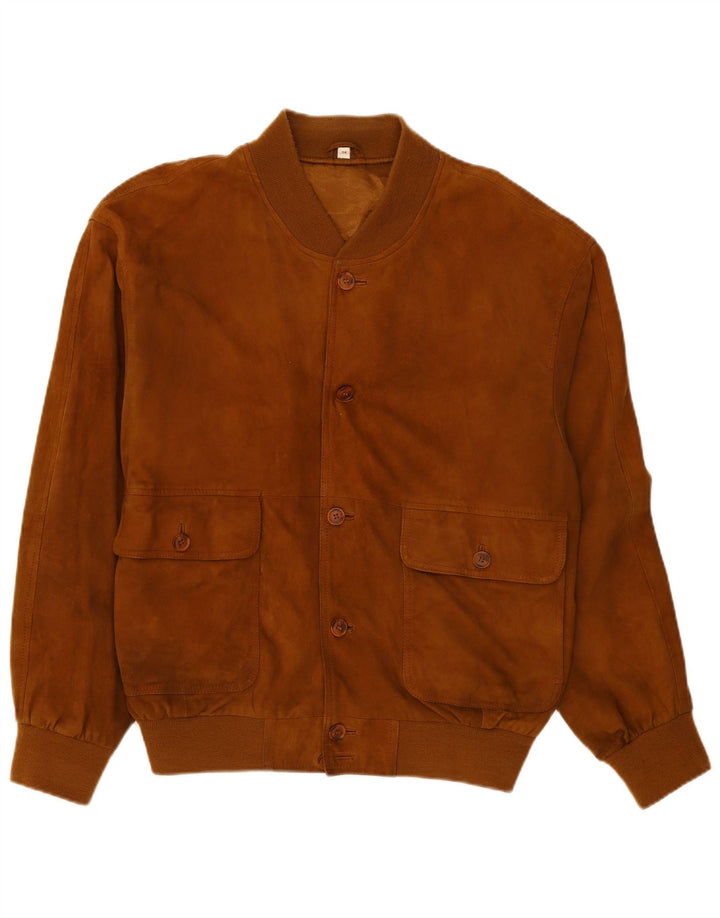 Vintage męska zamszowa kurtka bomber IT 56 3XL brązowa skóra