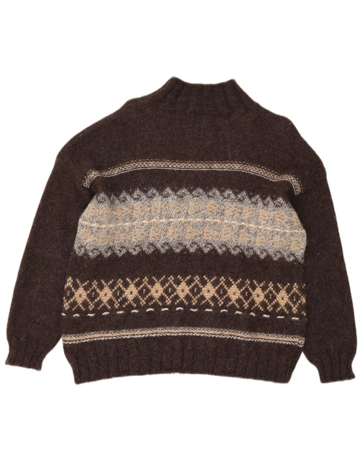 Sweter damski Sisley z golfem UK 14 Średni brąz Fair Isle