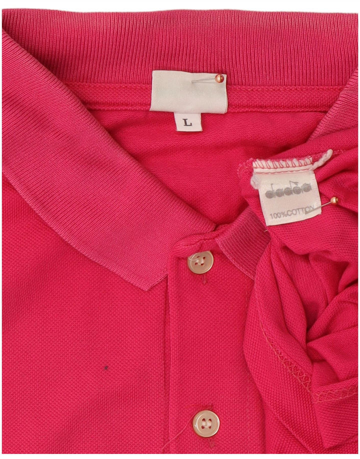 Męska koszulka polo DIADORA, duża, różowa, bawełniana