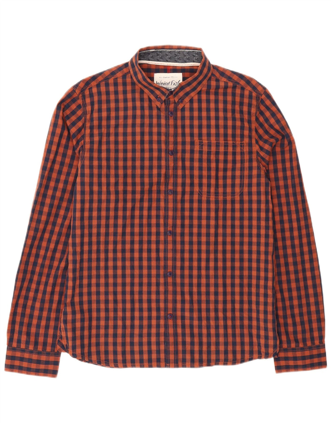 Koszula męska Weird Fish, bawełniana kratka w kolorze średniego brązu