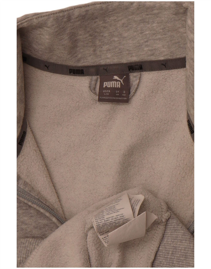 PUMA Womens Tracksuit Top Jacket UK 14 Large Grey Cotton