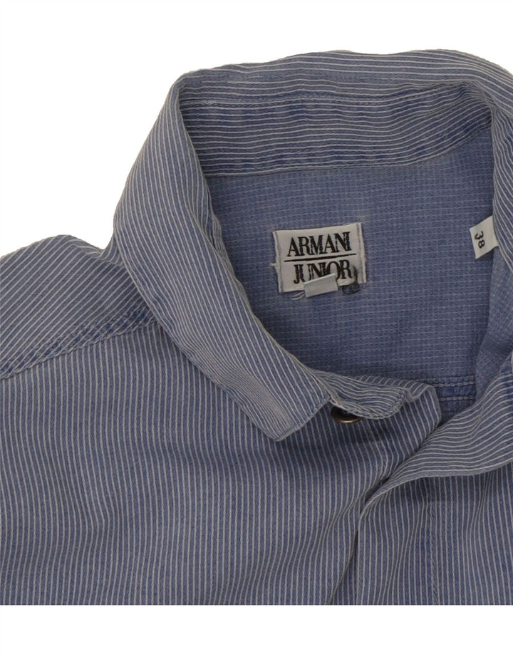 ARMANI JUNIOR Boys Shirt 15-16 Years Blue Pinstripe Cotton Vintage Armani Junior and Second-Hand Armani Junior from Messina Hembry 