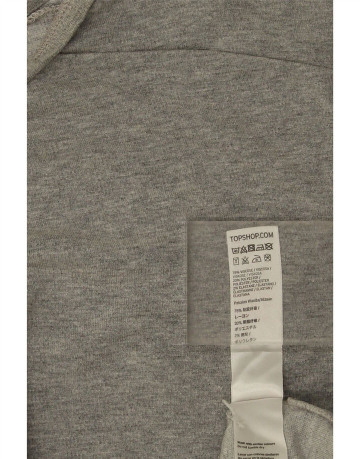 Topshop damski top oversize z długim rękawem UK 12, średnioszara wiskoza