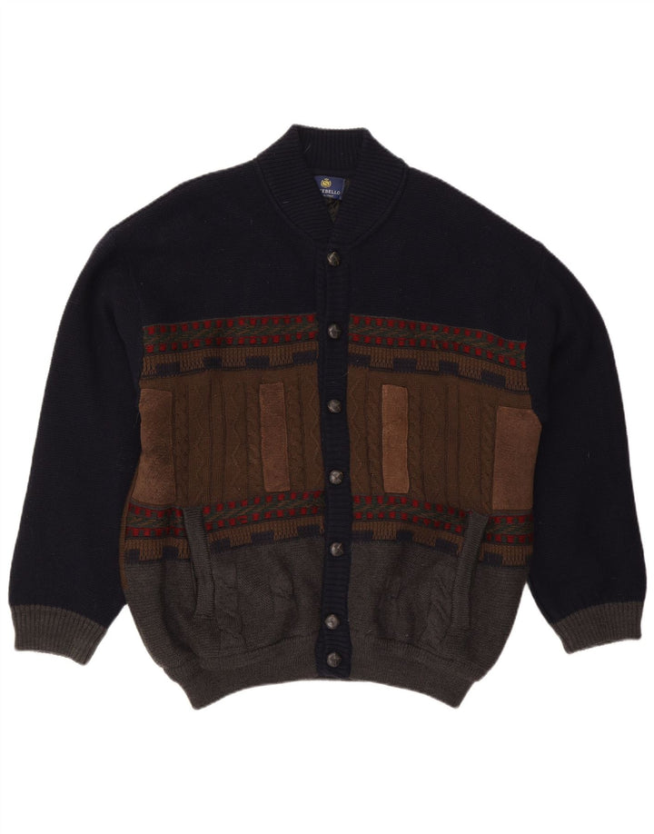 Sweter męski Settebello XL granatowy, wełniany w bloki kolorów
