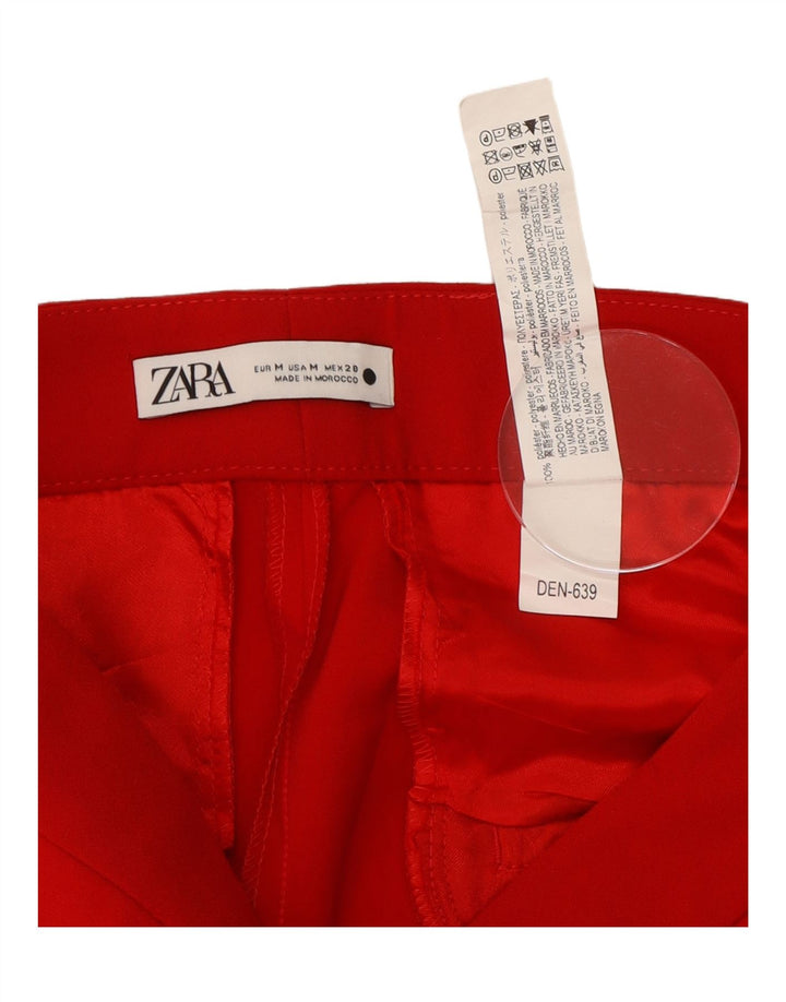 Damskie proste spodnie garniturowe Zara, średnie W28 L32, czerwone, poliestrowe