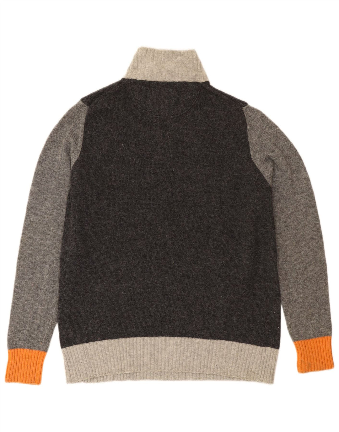 Męski sweter zapinany na zamek TRUSSARDI, średnioszary, wełniany z blokami kolorów