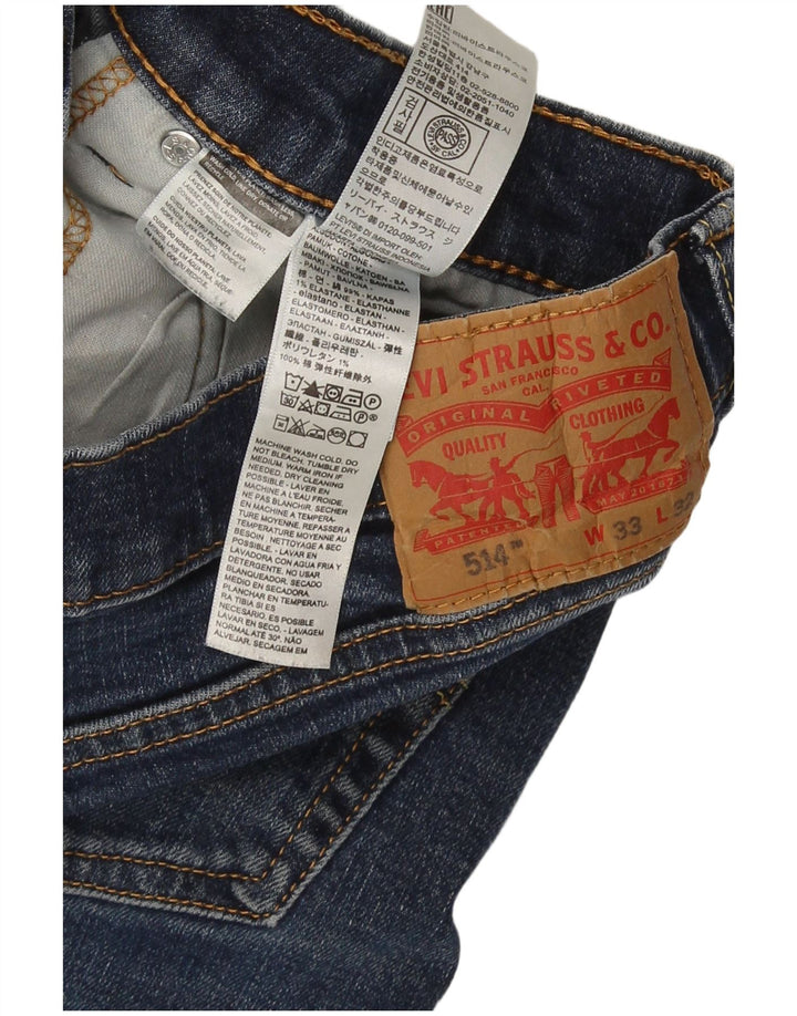 Męskie dżinsy Levi's 514, proste, rozmiar 33W33 L32, niebieska bawełna