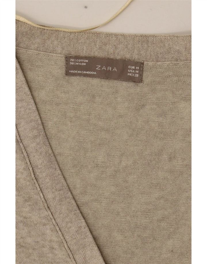 Damski sweter o przedłużonym fasonie Zara UK 12, średnioszary, bawełniany