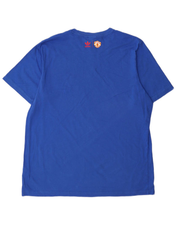 Męska koszulka z grafiką Adidas Manchester United, XL, niebieska, bawełniana