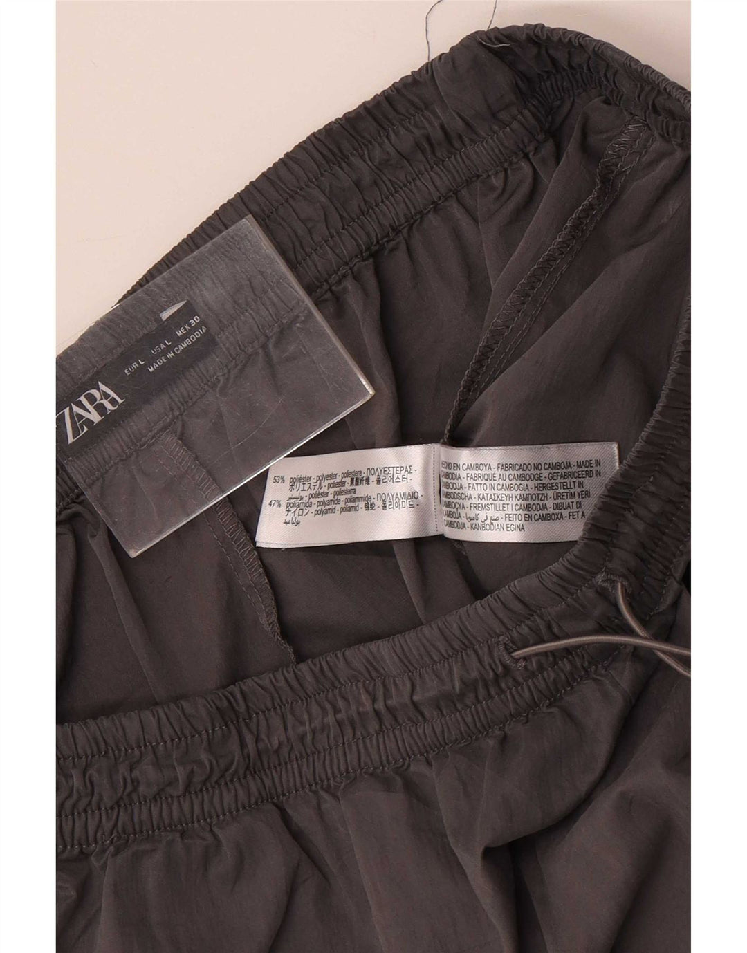 Damskie spodnie dresowe Zara Cargo Joggers UK 14, duże, szare, poliestrowe