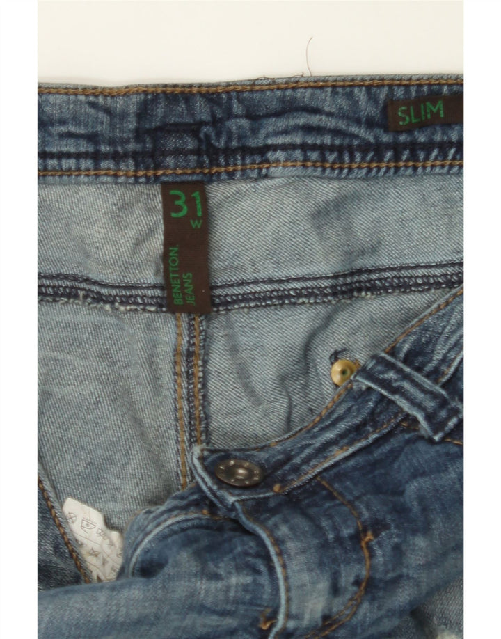 BENETTON Womens Distressed Slim Jeans W31 L28 Blue Cotton Vintage Benetton and Second-Hand Benetton from Messina Hembry 