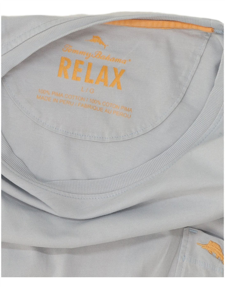 Męski T-shirt o swobodnym kroju Tommy Bahama, duży, niebieski, bawełniany