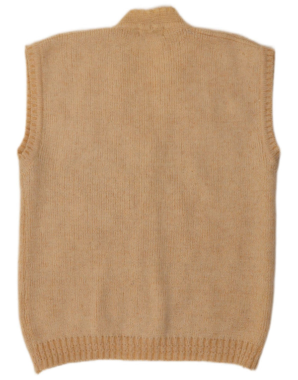 Damski sweter bez rękawów NAGPAL UK 16, duży, beżowy, kwiatowy