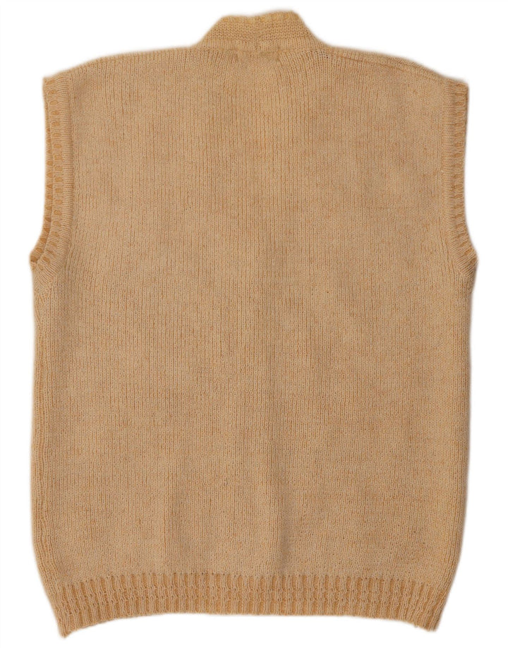 Damski sweter bez rękawów NAGPAL UK 16, duży, beżowy, kwiatowy