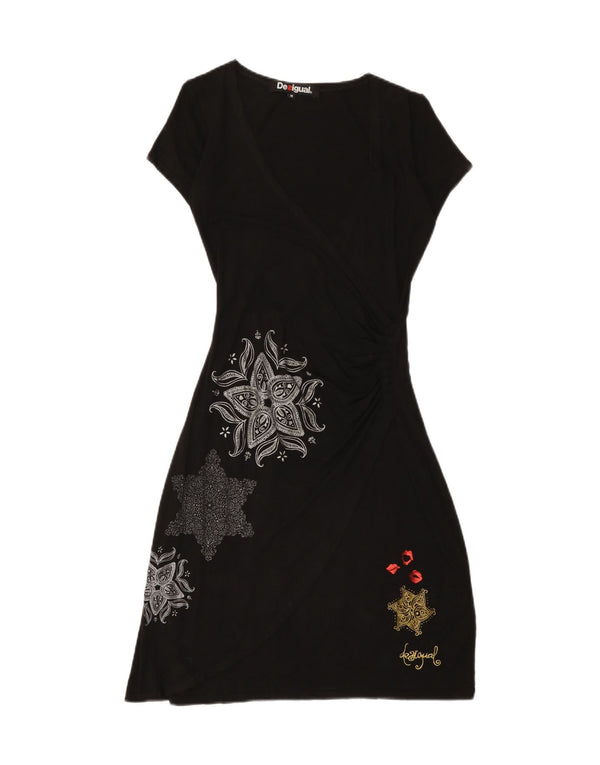 Damska sukienka o linii A Desigual UK 12, średnia czarna wiskoza Paisley