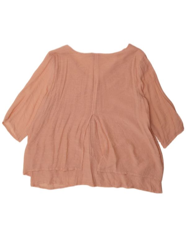 Marks & Spencer Damski top z autografem, rękaw 3/4, UK 18 XL, różowa wiskoza