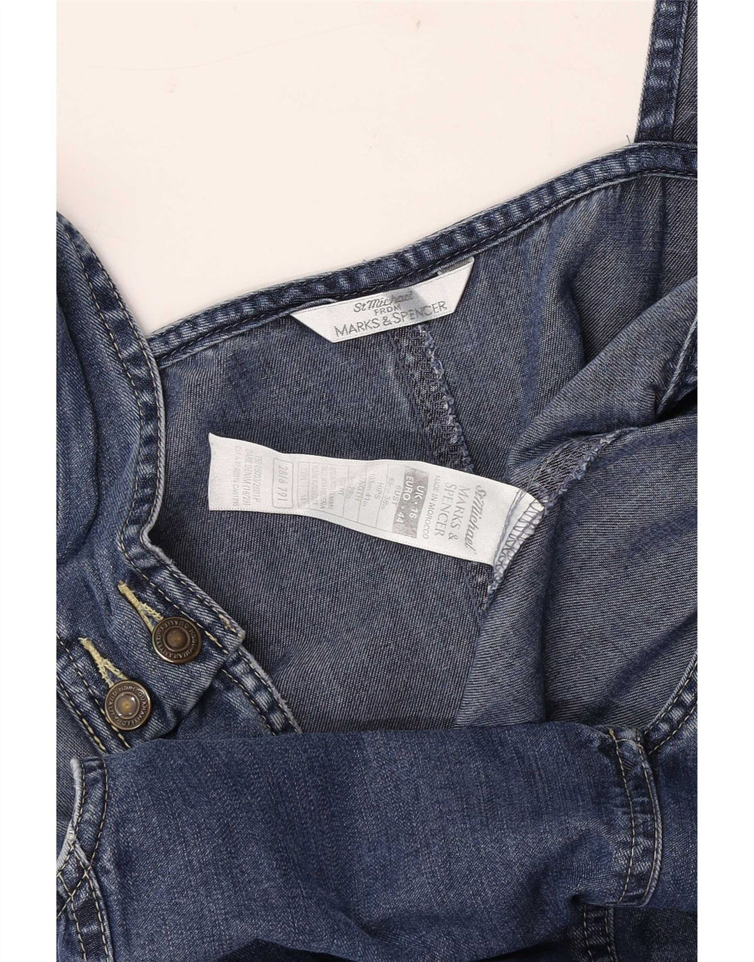 Marks & Spencer Damska sukienka ogrodniczka St. Michael Denim UK 16, duża niebieska