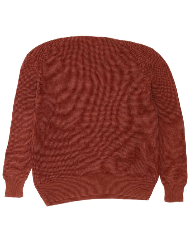 Męski sweter z okrągłym dekoltem All Saints, średniobrązowy, bawełniany