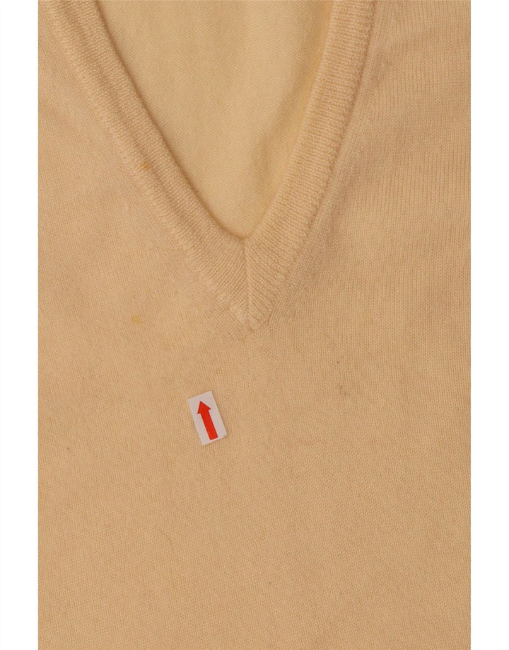 Męski podkoszulek POLO z dekoltem w kształcie litery V IT 52, duży, żółty, dziewicza wełna