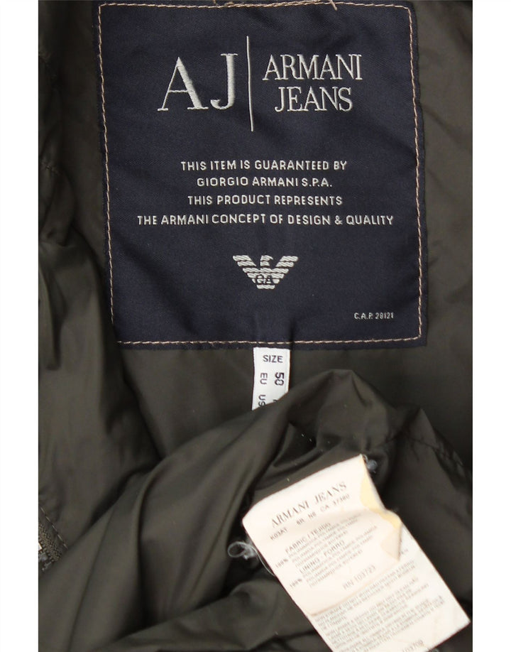 ARMANI JEANS Męska ocieplana kurtka UK 36, mała, khaki, poliamid
