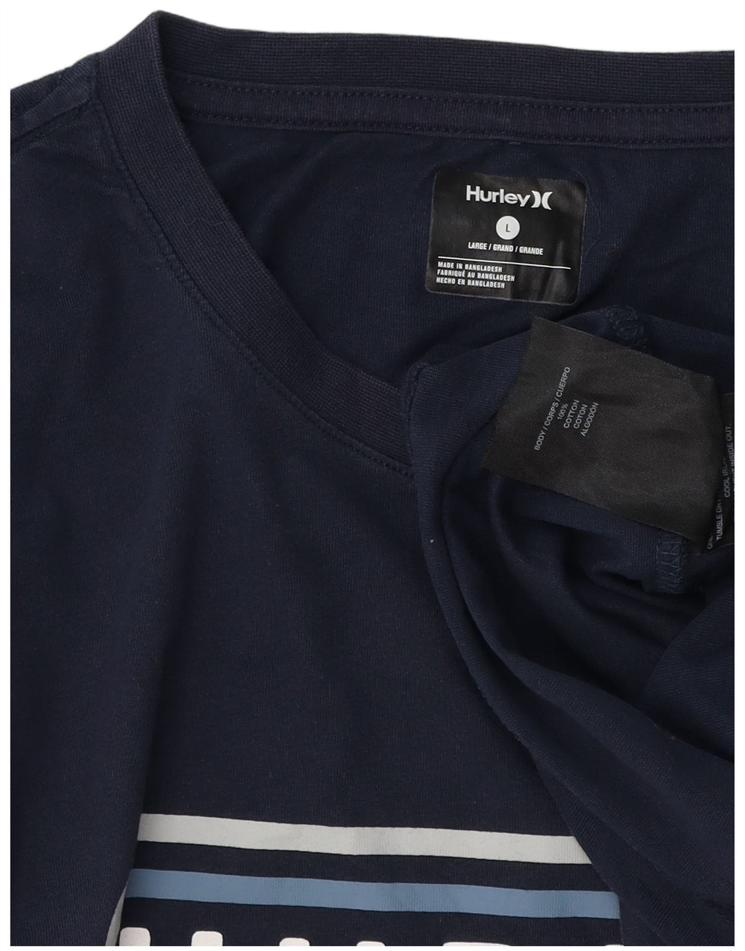 Męski T-shirt z grafiką Hurley, duży, granatowy, bawełniany