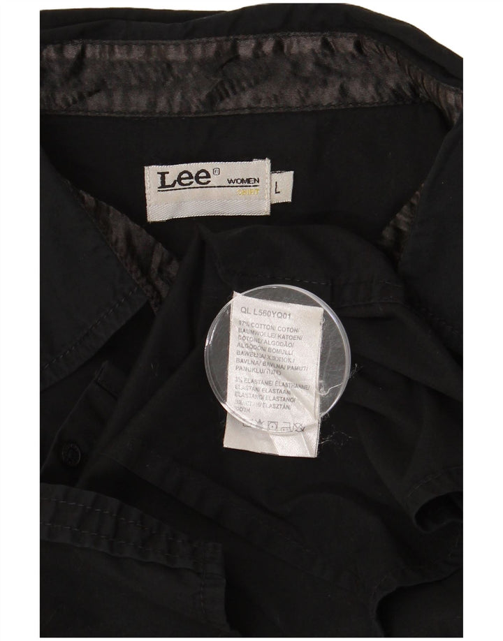 Damska koszulka z krótkim rękawem LEE UK 16, duża, czarna, bawełniana