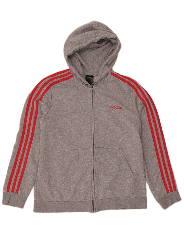 Damski sweter ADIDAS z kapturem i zamkiem, UK 20/22 XL, szara, nakrapiana bawełna