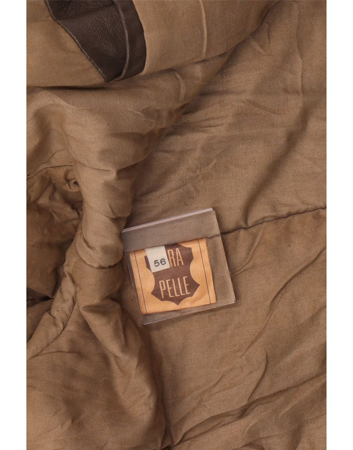 Vintage męska skórzana kurtka wojskowa IT 56 3XL szara skóra