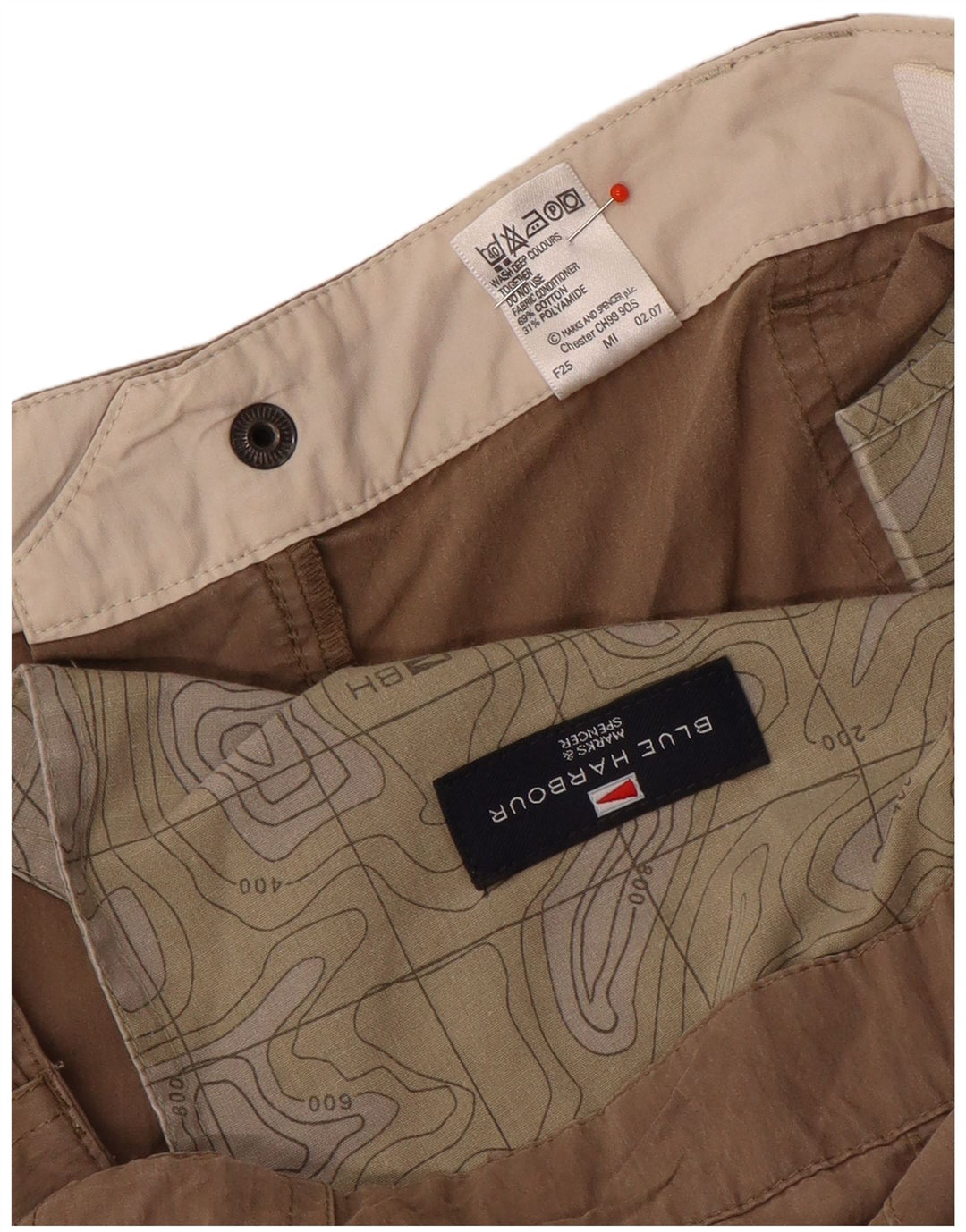 Niebieskie szorty cargo męskie Marks & Spencer W38 XL, beżowe, bawełniane