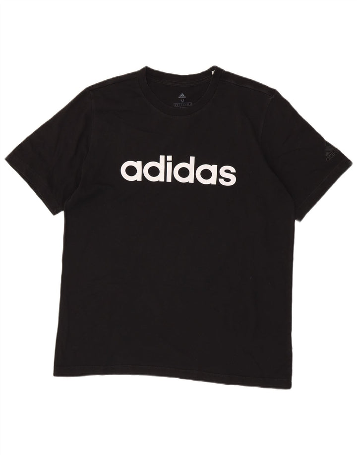 Męska koszulka z grafiką Adidas, średnia, czarna bawełna