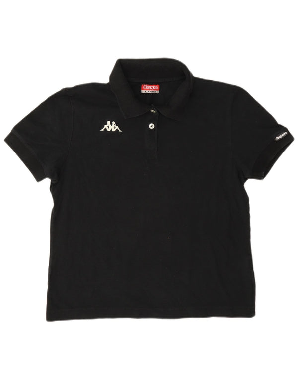 Damska koszulka polo Kappa UK 16, duża, czarna, bawełniana