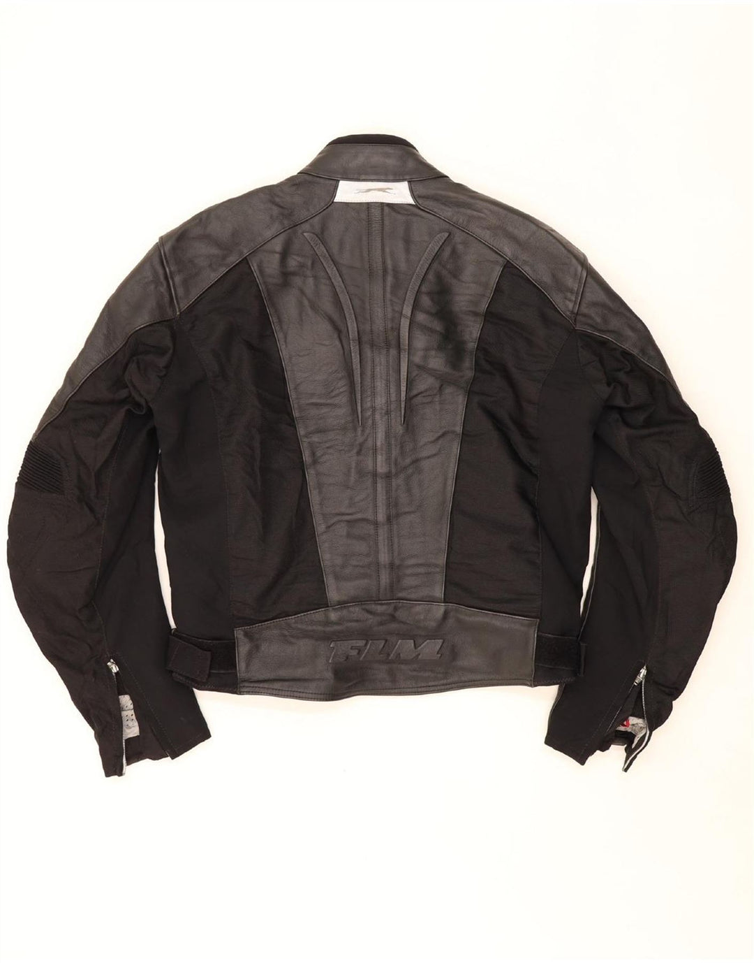 FLM Mens Graphic Racer Jacket UK 40 Large Black Leather