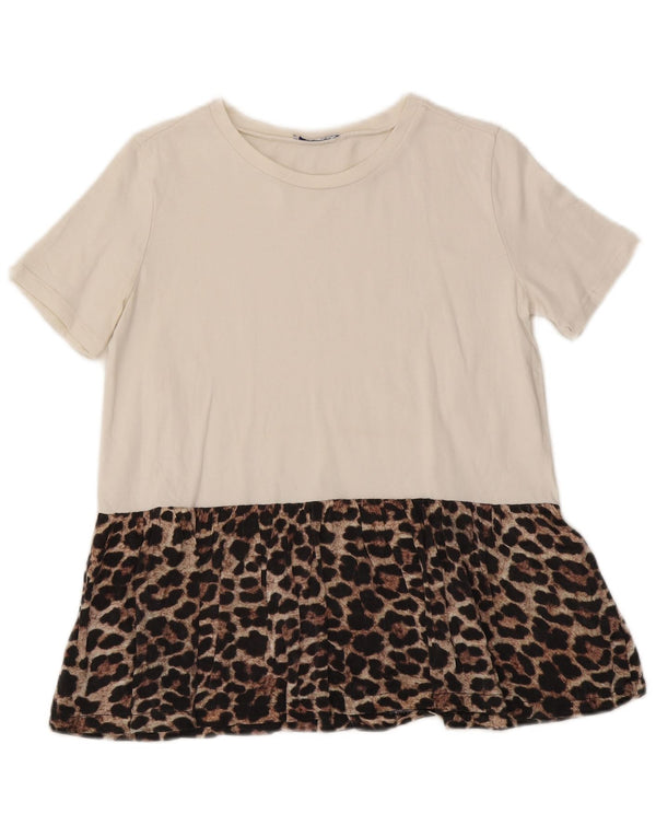 Bluzka damska Zara Top UK 12 Średni biały nadruk zwierzęcy