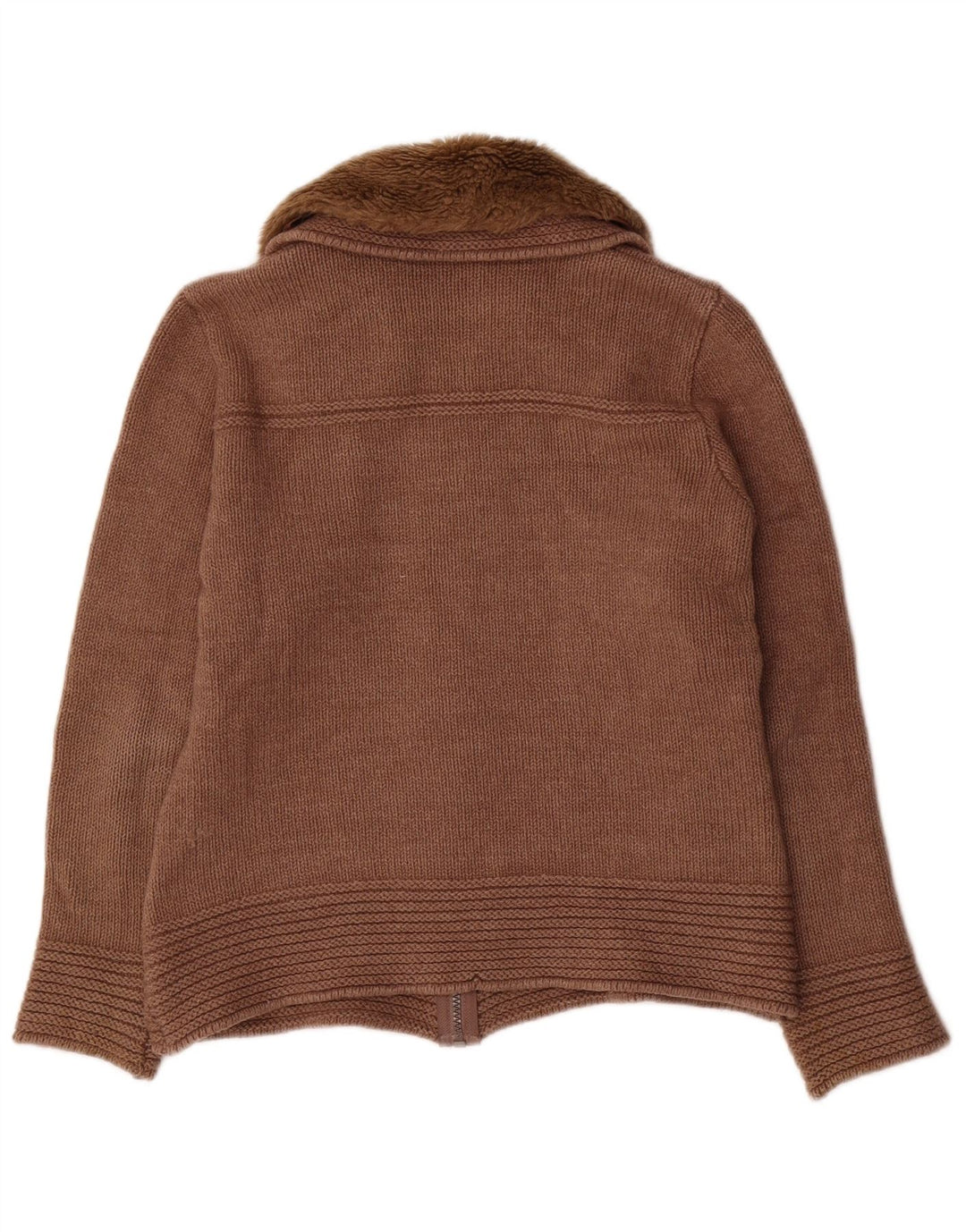 Marks & Spencer Damski sweter kardigan SUK 14 Średni brązowy wełniany