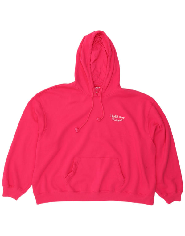 HOLLISTER Womens Oversized Hoodie Jumper UK 20 2XL Pink Cotton