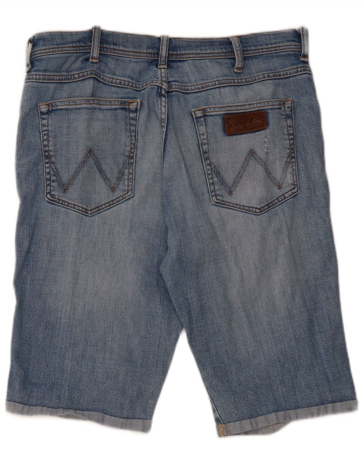 Męskie spodenki jeansowe Wrangler w trudnej sytuacji W34, duże, niebieskie, bawełniane