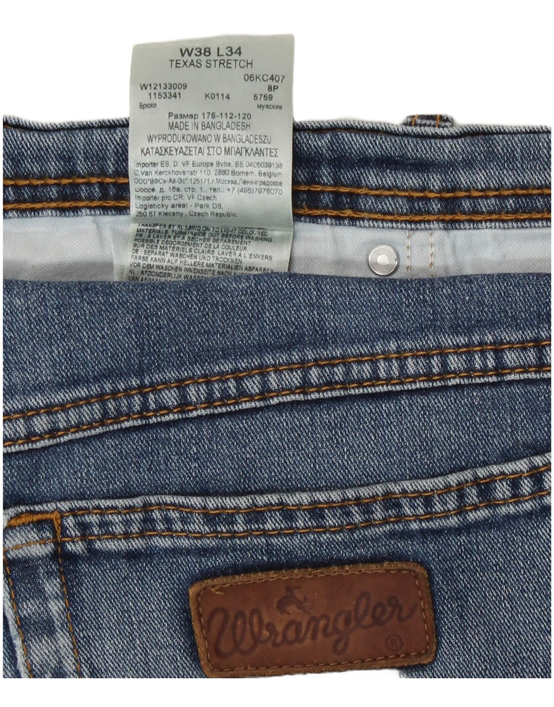 Męskie proste dżinsy Wrangler W38 L31, niebieskie, bawełniane