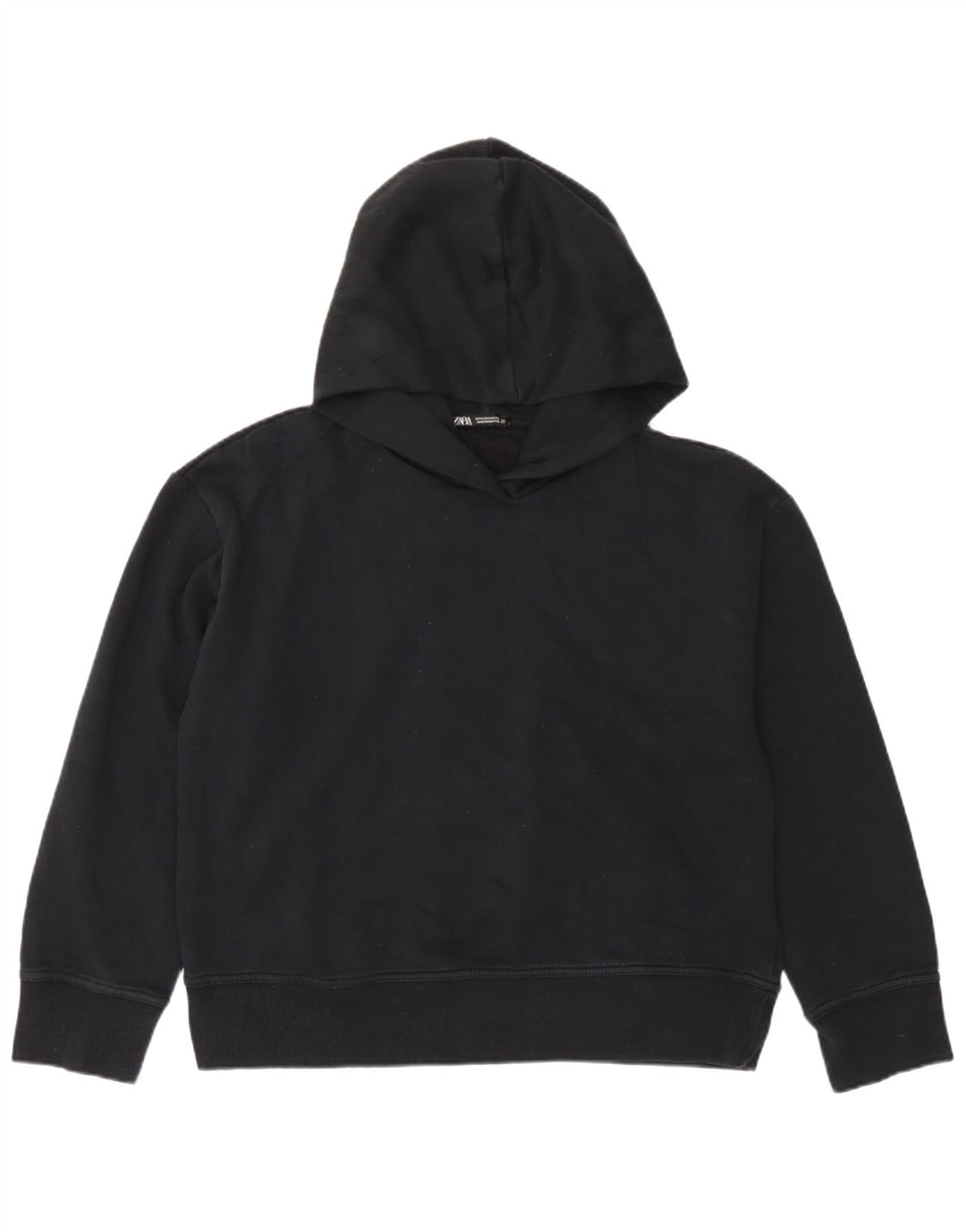 Damski sweter oversize z kapturem Zara UK 14, średni czarny, bawełniany