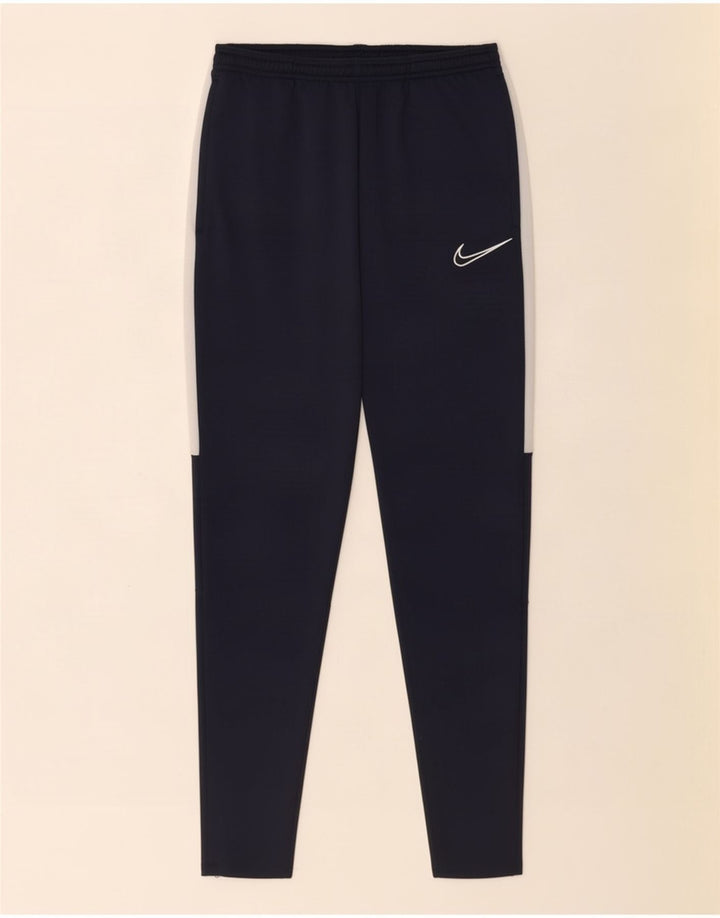 Męskie spodnie dresowe Nike Dri Fit, małe, granatowe, z poliestru w blokach kolorów