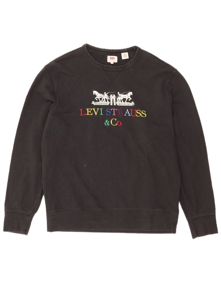 Męska bluza z grafiką Levi's, średnia czarna, bawełniana