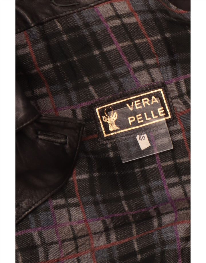 Vintage damski płaszcz skórzany oversize IT 56, duża czarna skóra