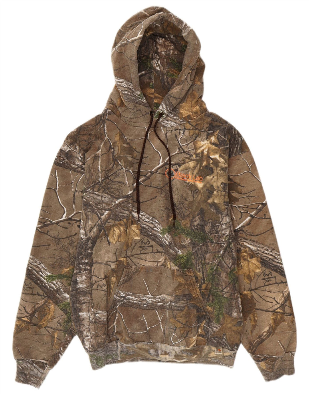 Męski sweter z kapturem Russell Athletic, bawełna w kolorze kamuflażu, średni khaki